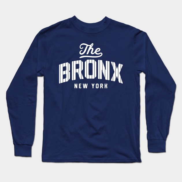 New York 'The Bronx' Pinstripe Baseball Script Fan T-Shirt: Show Off Your NY Pride with a Classic Bronx Twist! Long Sleeve T-Shirt by CC0hort